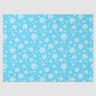 Papel De Seda Patrón de copos de nieve de Navidad azul claro y b