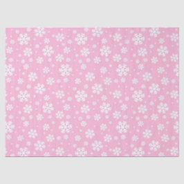 Papel De Seda Patrón de copos de nieve de Navidad rosa y blanco 