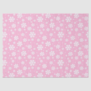Papel De Seda Patrón de copos de nieve de Navidad rosa y blanco