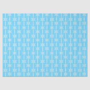 Papel De Seda Patrón de copos de nieve invernales azul claro y b