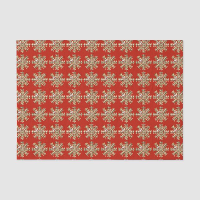 Papel De Seda Patrón de copos de nieve rojos (Anverso)