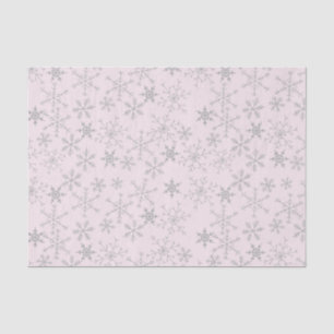 Papel De Seda Patrón de copos de nieve rosa y plata Vacaciones d