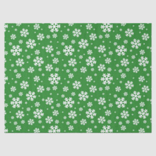 Papel De Seda Patrón de copos de nieve verde y blanco festivo