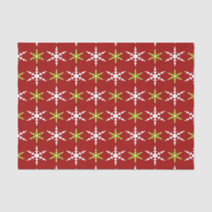 Papel De Seda Patrón de copos de nieve verdes, rojos y blancos
