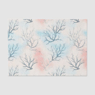 Papel De Seda Patrón de coral costero de Boho Luxe con acuarela