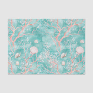 Papel De Seda Patrón de coral costero de lujo