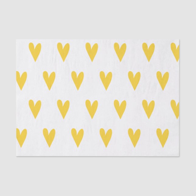Papel De Seda Patrón de corazón amarillo (Anverso)