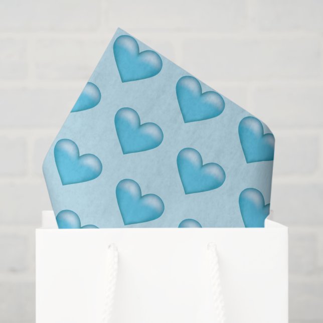 Papel De Seda Patrón de corazón azul (Bolsa de regalo)