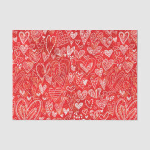 Papel De Seda Patrón de corazón blanco rojo el día de San Valent