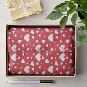 Papel De Seda Patrón de Corazón Blanco sobre Rojo - Día de San V