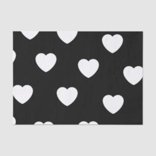 Papel De Seda Patrón de corazón blanco y negro