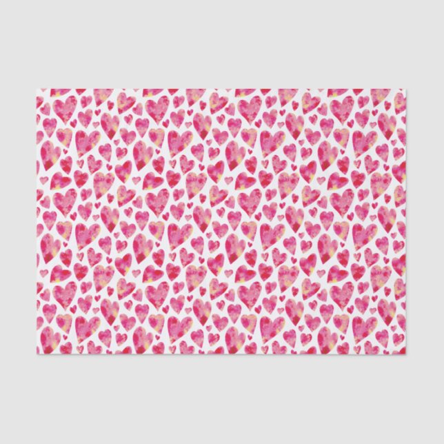 Papel De Seda Patrón de corazón de amor rosa caliente (Anverso)