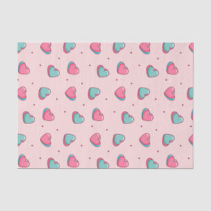 Papel De Seda Patrón de corazón de doodle rosa Kawaii para el dí