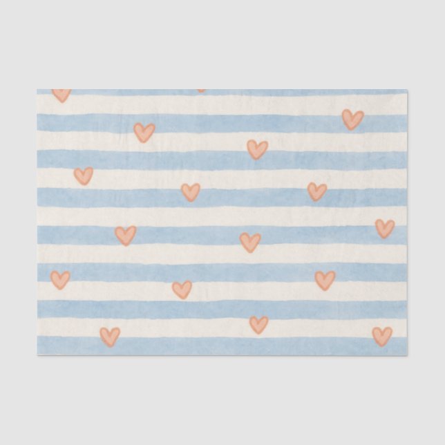 Papel De Seda Patrón de corazón rayado (Anverso)