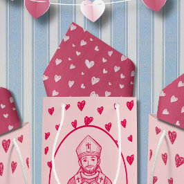 Papel De Seda Patrón de Corazón Rojo y Rosa Dibujado a Mano
