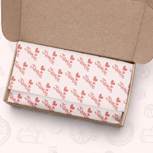 Papel De Seda Patrón de corazón rosado día de San Valentín