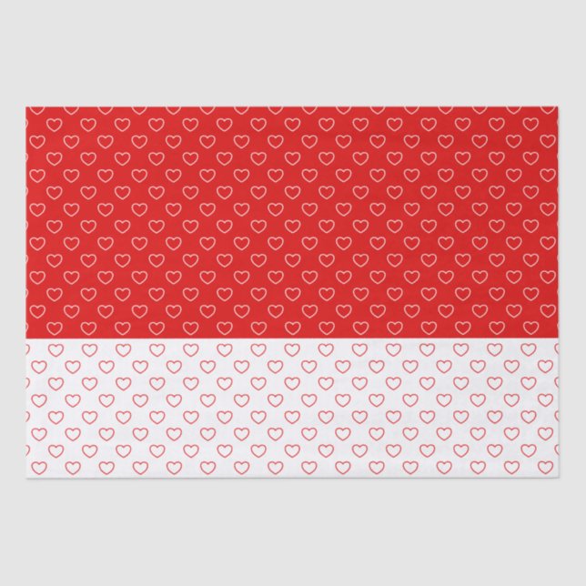 Papel De Seda Patrón De Corazones Agradables, Clásico Rojo Y Bla (Anverso)