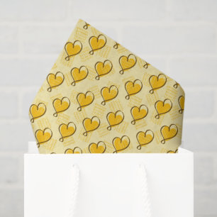 Papel De Seda Patrón de corazones amarillos en mosaico lindo