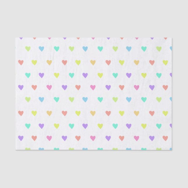Papel De Seda Patrón de Corazones Arcoiris de Pastel Cute Pastel (Anverso)