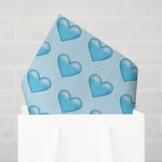 Papel De Seda Patrón de Corazones Azules (Bolsa de regalo)