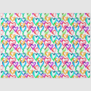 Papel De Seda Patrón de corazones de acuarela colorido