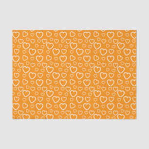 Papel De Seda Patrón de corazones de amor naranja y blanco