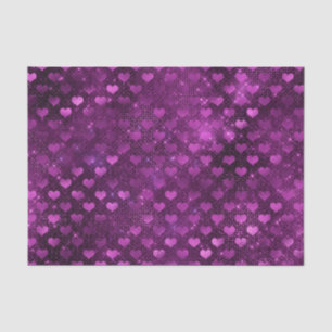 Papel De Seda Patrón de corazones de purpurina glam con ombre pú