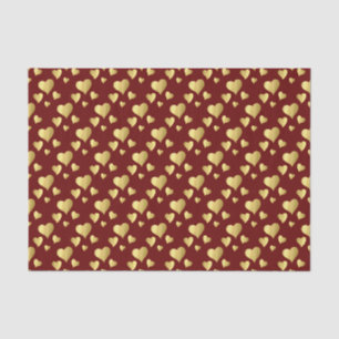 Papel De Seda Patrón de corazones de Relieve metalizado dorado f