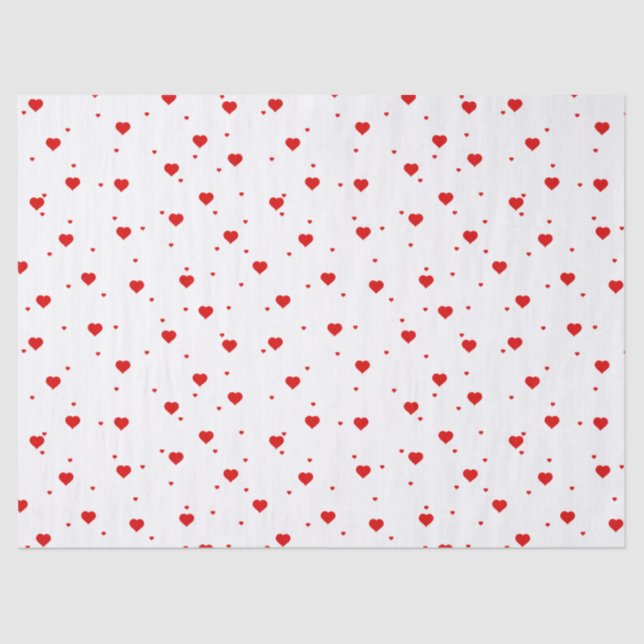 Papel De Seda Patrón de Corazones de San Valentín Rojo (Anverso)
