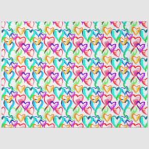 Papel De Seda Patrón de corazones en acuarela de colores lindos