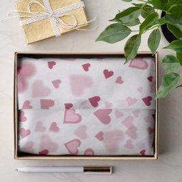 Papel De Seda Patrón de Corazones Encantadores Rosados