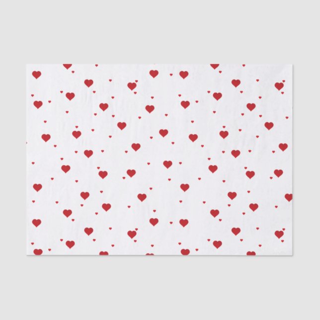 Papel De Seda Patrón de corazones rojos (Anverso)