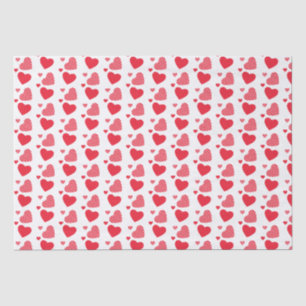 Papel De Seda Patrón De Corazones Rojos Cortados En Blanco
