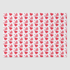 Papel De Seda Patrón de Corazones Rojos Lindos Sobre Blanco