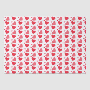 Papel De Seda Patrón de Corazones Rojos Lindos Sobre Blanco