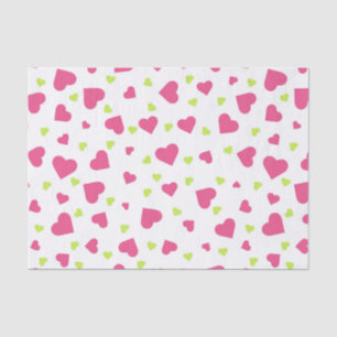 Papel De Seda Patrón de corazones tumultuosos verde y rosa