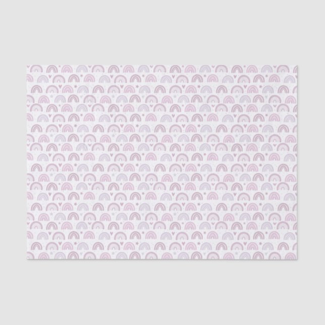 Papel De Seda Patrón de Corazones y Estrellas color rosa pastel (Anverso)
