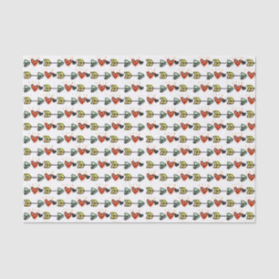Papel De Seda Patrón de Corazones y Flechas Ilustrados Lindos