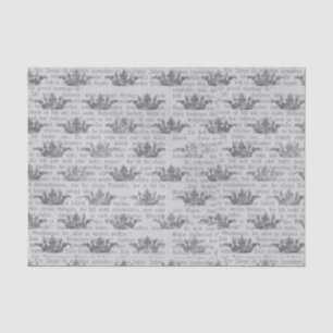 Papel De Seda Patrón de corona vintage en blanco y negro