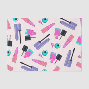Papel De Seda Patrón de cosméticos de maquillaje rosa y púrpura