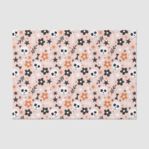 Papel De Seda Patrón de cráneo de flor
