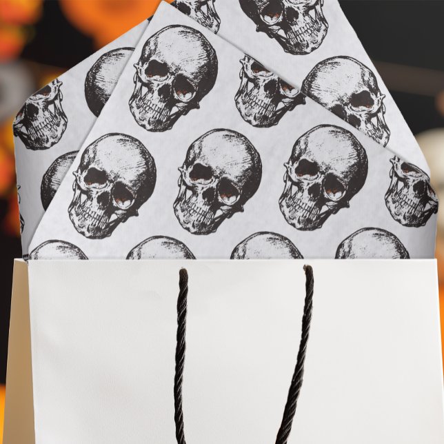Papel De Seda Patrón de cráneo de Halloween (Eerie Skull Tissue Paper for Decoupage and Gift Wrapping)