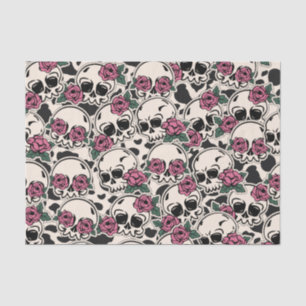 Papel De Seda Patrón de cráneo de Rosa