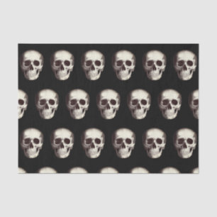 Papel De Seda Patrón de cráneo espeluznante negro de Halloween