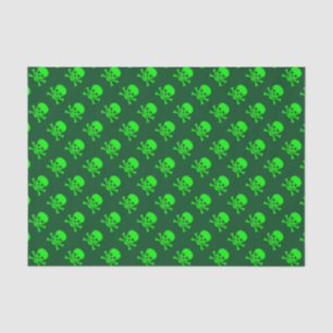 Papel De Seda Patrón de cráneo verde y de encrucijada