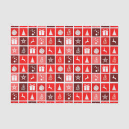 Papel De Seda Patrón de cuadrícula navideña roja moderna minimal