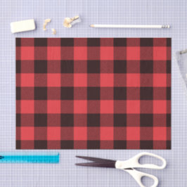 Papel De Seda Patrón de Cuadro de Plaid Rojo Rústico de Búfalo