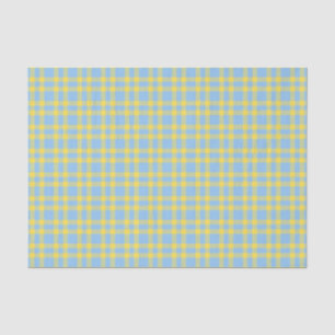 Papel De Seda Patrón de Cuadro Escocés Azul Amarillo