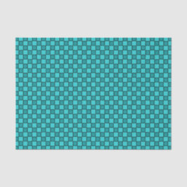 Papel De Seda Patrón de cuadros azul verdoso y negro