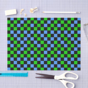 Papel De Seda Patrón de cuadros azules, verdes y negros